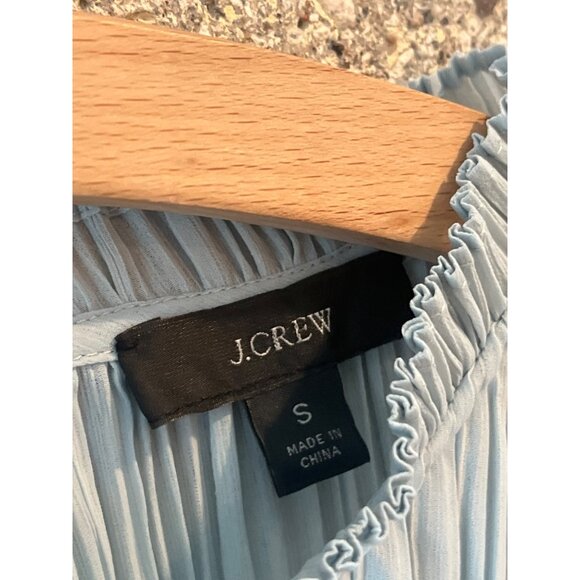 J.Crew Small Pleated Long-Sleeve Top With Ruffle Detail In Light Blue - Picture 5 of 9